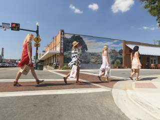 walking on Main Street in Grapevine